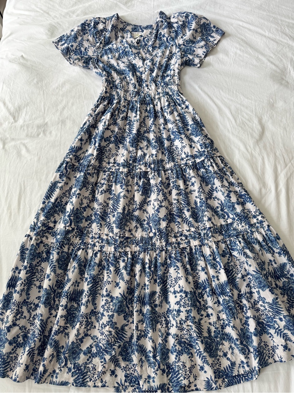 Anthropologie Maeve Somerset Dress in Blue and White Floral Size S - Picture 4 of 11